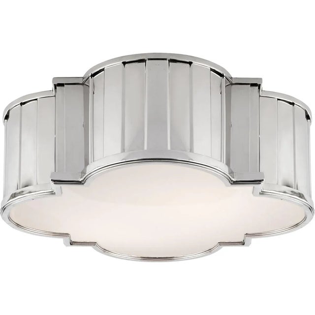 Modern Thomas O'Brien for Visual Comfort Signature Tilden Large Flush Mount in Polished Nickel with White Glass For Sale - Image 3 of 4