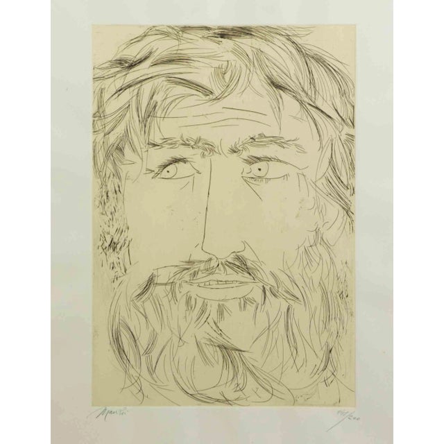 Giacomo Manzú, Hommage to Michelangelo, Original Etching, 1975 For Sale