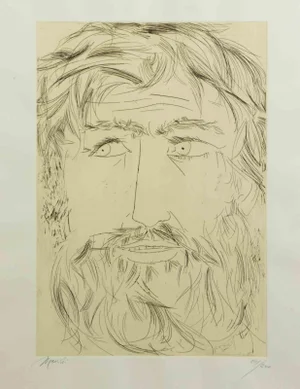 Giacomo Manzú, Hommage to Michelangelo, Original Etching, 1975