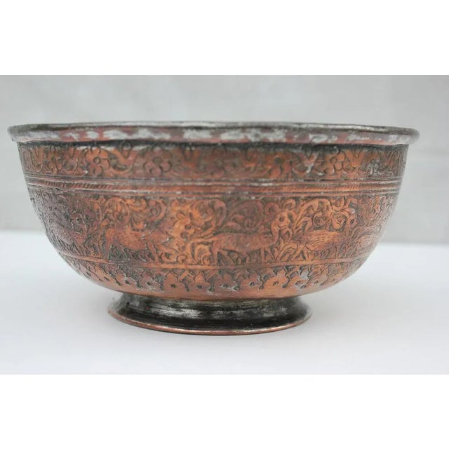 Engraved Tinned Copper Bowl For Sale - Image 9 of 9