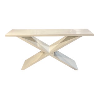 Vintage White X Console Table For Sale