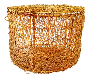 Vintage Metal Wire Mesh Round Gift Storage Box With Lid