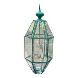 Vintage Hexagonal Hanging Lantern Solid Brass Foyer Pendant Light For Sale