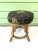 American 1980s Rattan Bamboo Vanity Stool With Black Aviary Upholstery For Sale - Image 3 of 8