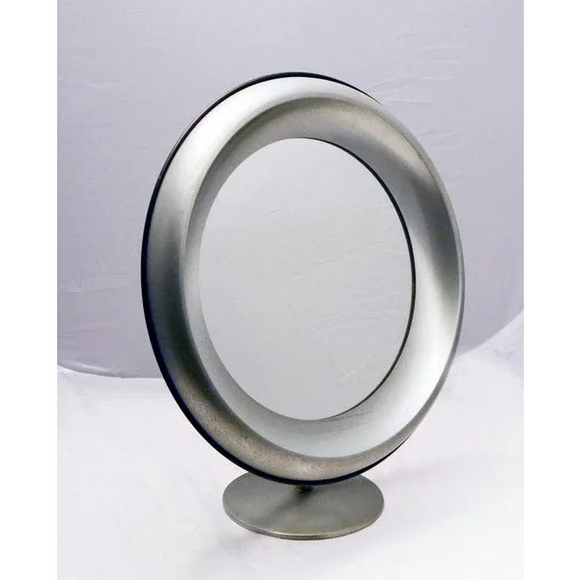 1970s Brushed Steel Vanity Mirror from Missaglia, 1970s For Sale - Image 5 of 5