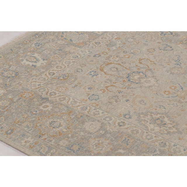 Traditional Rug & Kilim’s Oushak-Inspired Rug, Silver-Gray With Blue Floral Patterns For Sale - Image 3 of 10