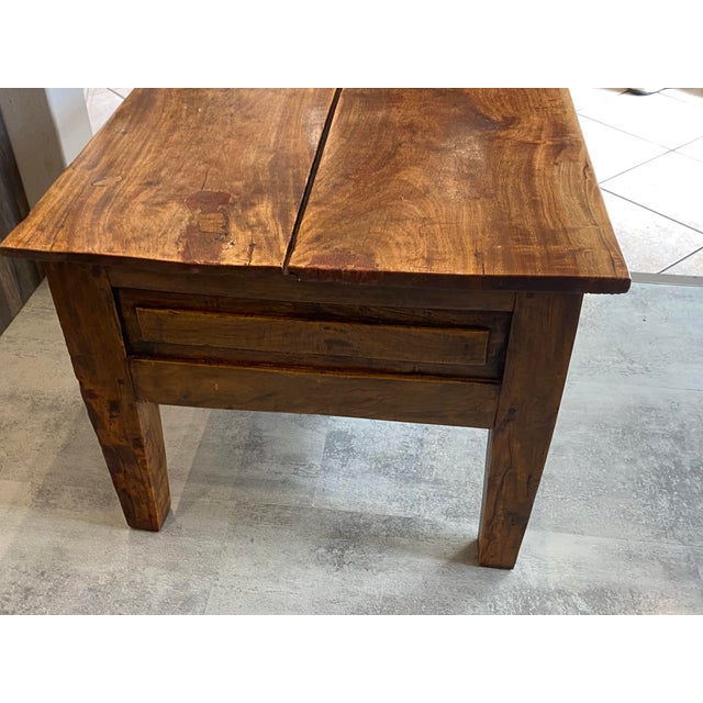 Rustic Farmhouse Coffee Table in Wood with Two Drawers, 1930s For Sale - Image 15 of 18