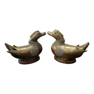 1960s Anglo Indian Brass Ducks- a Pair For Sale