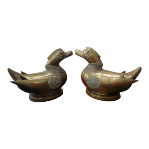 1960s Anglo Indian Brass Ducks- a Pair