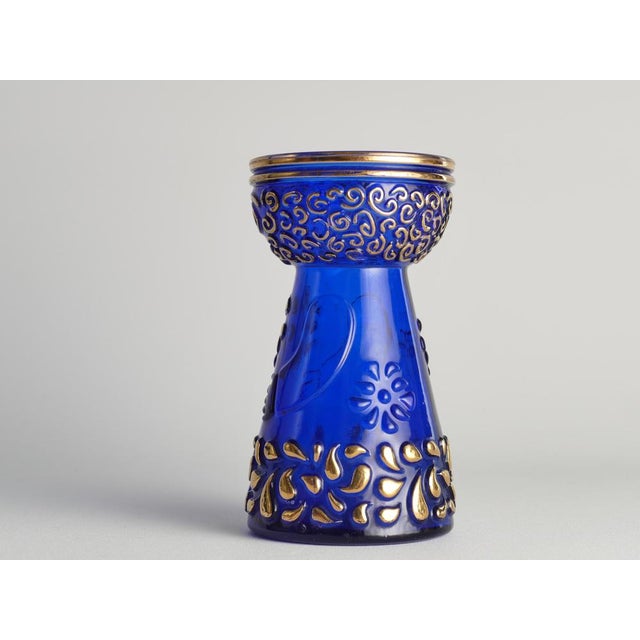 Blue Mid-Century Modern Cobalt Blue and Gold Glass Hyacinth Vase by Walther Glas, 1970s For Sale - Image 8 of 18