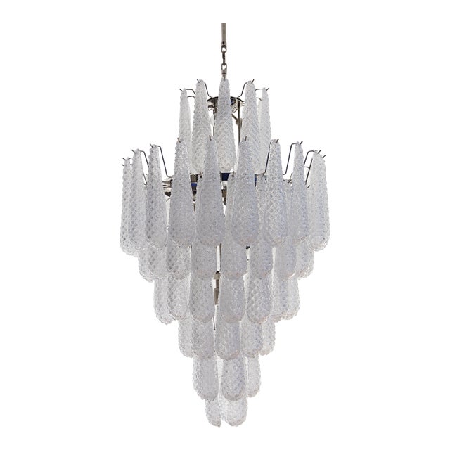 Murano Chandelier Drop Shape Glass – 85 Glass, 7-Tier, Style Mid Century For Sale