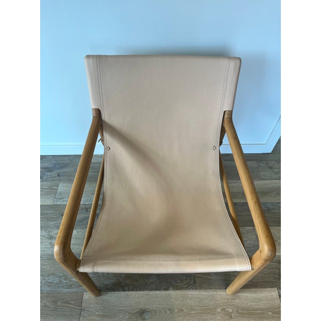 2020s Barnaby Lane Leather and Oak Arm Chair For Sale - Image 5 of 6