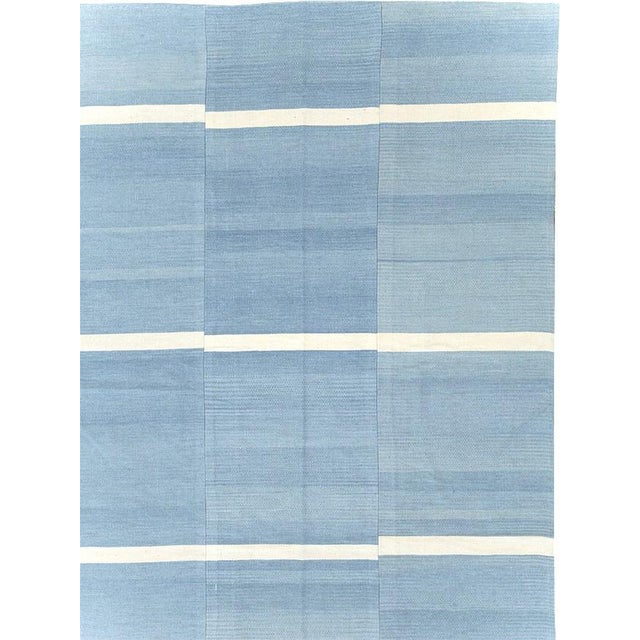 Turkish Early 20th Century Oversize Blue White Kilim - 14' x 20' For Sale - Image 3 of 5