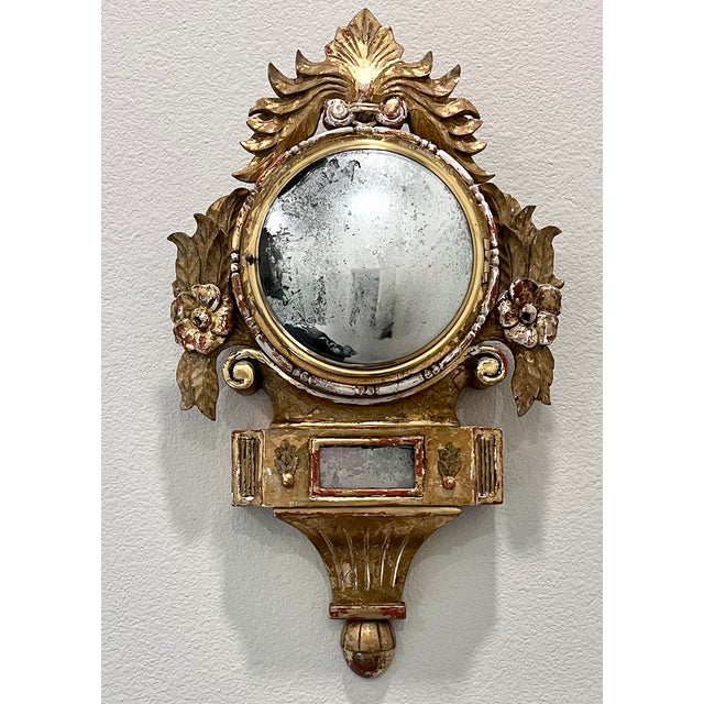 Antique French Gilt Wood Clock Case W/Mirrored Convex Glass Finish For Sale - Image 4 of 13