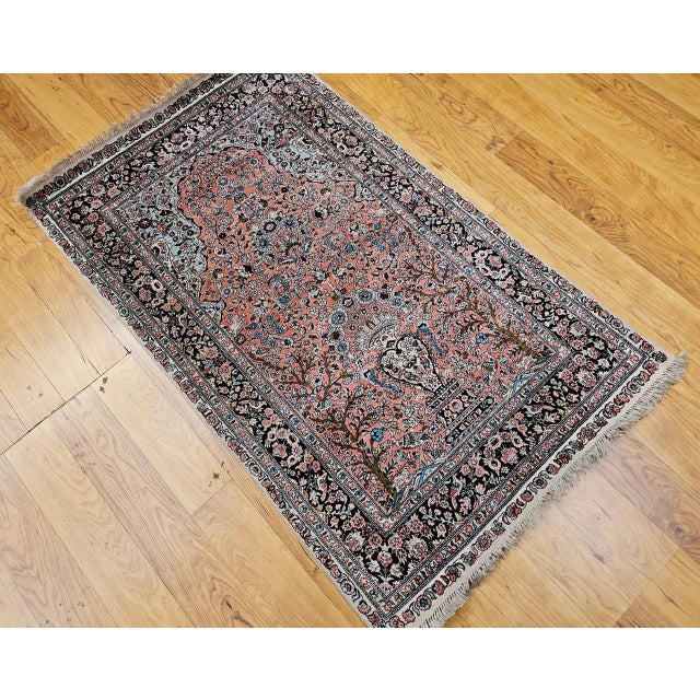 Antique Turkish Hereke Silk Rug, Tree of Life Design, Handwoven, 1900s, 3' x 4' For Sale - Image 11 of 18