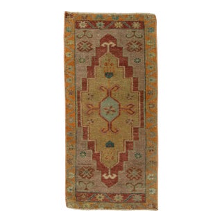 Turkish Mini Rug Oriental Hand Knotted Vintage Rug 1'7" x 3'3" #21229 For Sale