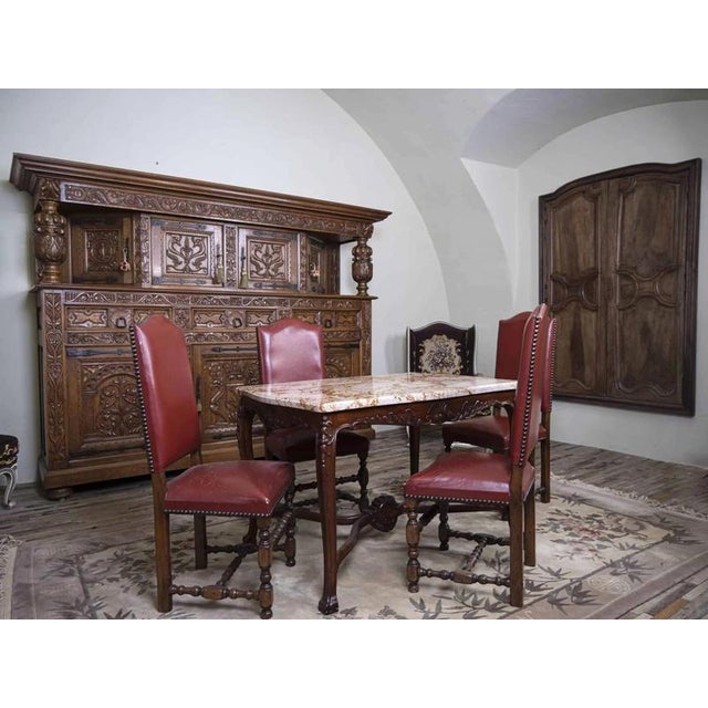 Wood Carved Table with Thick Marble Top For Sale - Image 7 of 7