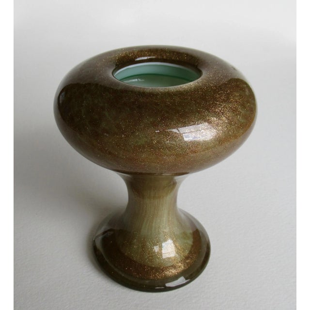 C.1960's Italian Hand-Blown Archimede Seguso Footed Murano -Sage Green & Bronze Flecks With Interior Cased Layers For Sale - Image 13 of 13