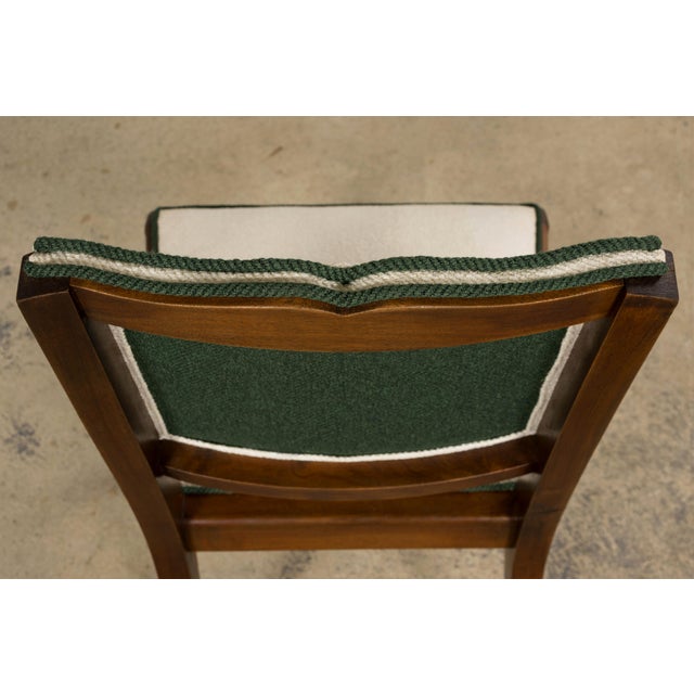 Off-white Set of Six 1930s French Art Deco Mustache Back Walnut Dining Chairs For Sale - Image 8 of 18