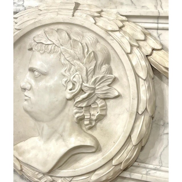 19th Century Italian Carved Marble Architectural Frieze Sculpture of Caesar For Sale - Image 6 of 13