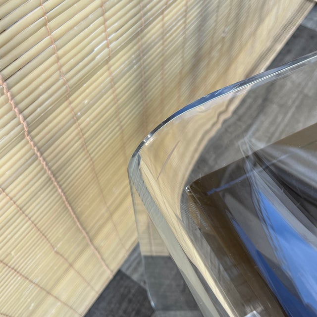 Mid Century Modern Waterfall Lucite Site Table With Floating Drawer. Circa 1970s. For Sale - Image 9 of 18