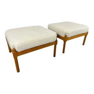 1970s "Tremme" Ottoman Attributed to Børge Mogensen for Fritz Hansen - Set of 2
