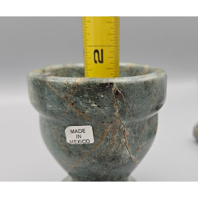 Vintage Green Solid Marble Mortar and Pestle For Sale In Austin - Image 6 of 9