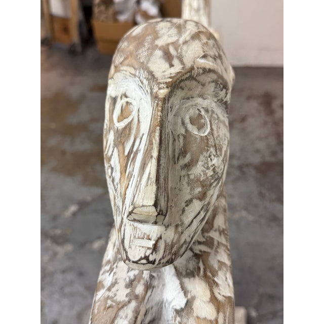 Balinese Hand-Carved Solid Wood Horse + Rider Sculpture Vintage For Sale - Image 10 of 12