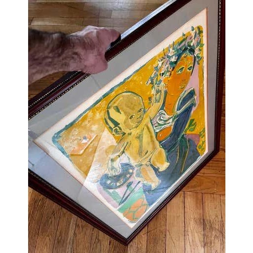 Mid-Century Modern Vintage Lithograph by Artist Roger Bezombes, pencil signed, circa 1950's For Sale - Image 3 of 12
