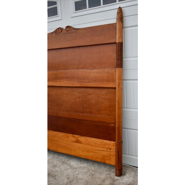 Antique (1890s) Full Headboard has a Victorian Cottage Style.The Wood is Cherry Wood. Carved Wood. High Back. The...