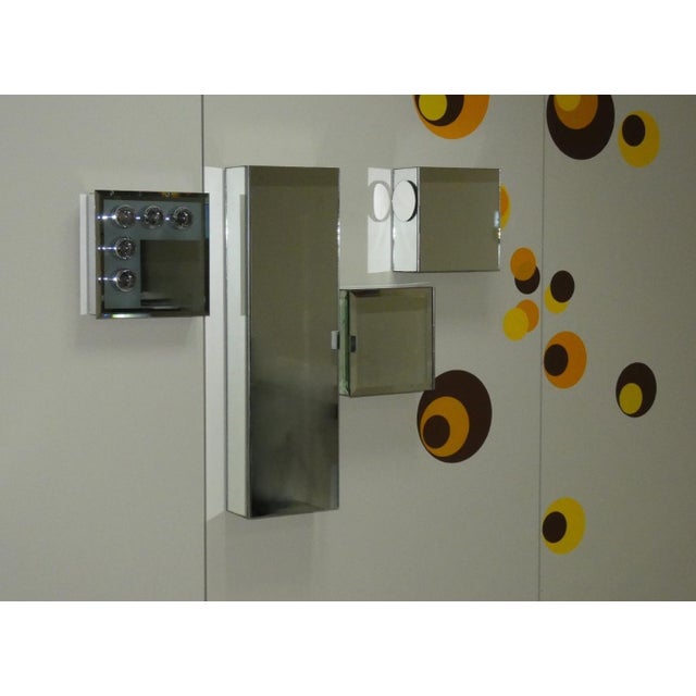 Mirrored Cabinets with Matching Wall Lights, 1970s, Set of 4 For Sale - Image 6 of 18
