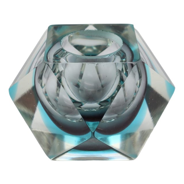 Mid-Century Modern Faceted Murano Sommerso Glass Ashtray by Flavio Poli for Seguso, 1960s For Sale