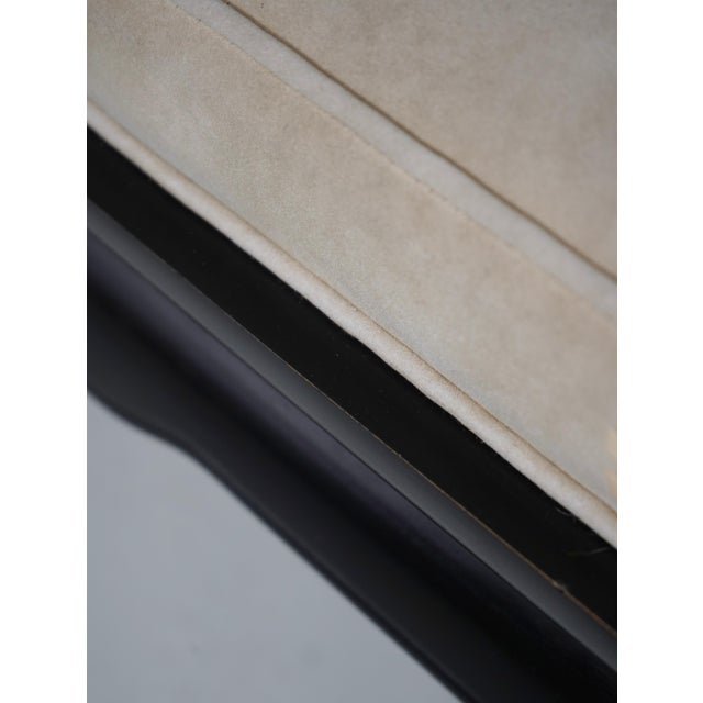 Century Oriental Style Leather Seat Black Lacquer Bench For Sale - Image 9 of 13