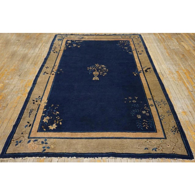 Early 20th Century Chinese Peking Carpet ( 6 x 8'7" 183 x 262 ) Blue 1920s Chinese – Peking Wool Rectangle Hallway Runner...