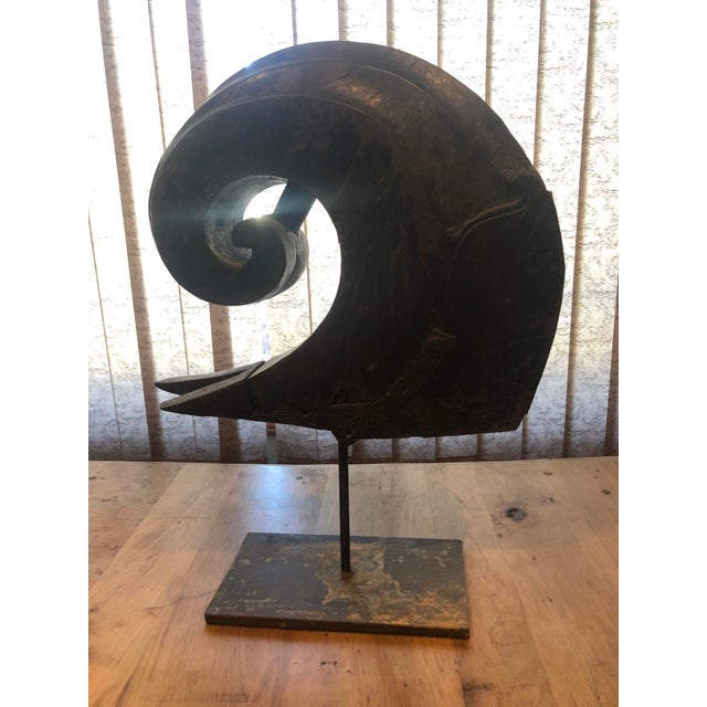 Mounted Boat Prow Mid-Century. Architectural Art Element on Stand For Sale - Image 10 of 10