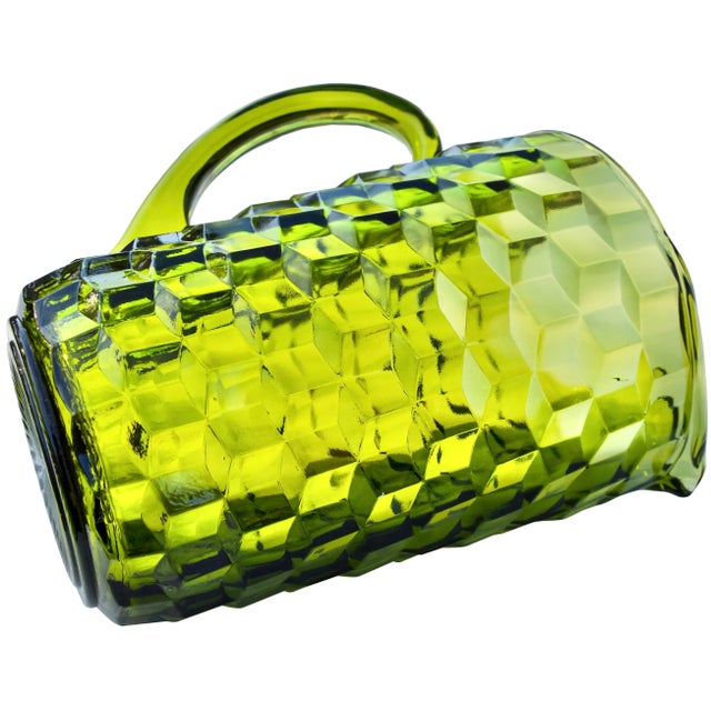 Antique Diamond-Textured Green Glass Pitcher For Sale In New York - Image 6 of 6