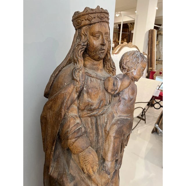 Grand Tour Antique Madonna and Child Carved Sculpture For Sale - Image 3 of 9
