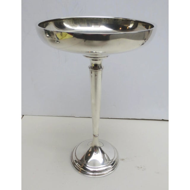 Elegant and fine sterling silver compote by Watson & Co. circa 1950s'. Tall thin stem with a wide shallow bowl. Weighted...