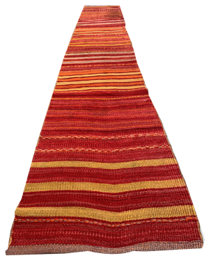 Turkish Distressed Narrow Runner Rug in Wool