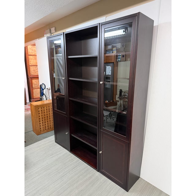Wood Tall Contemporary Open Shelving Unit For Sale - Image 7 of 7