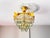 Vintage Brass Butterfly Flush Mount Light, Vintage Hand-Painted Light Green Crystal Basket Chandelier, Dramatic Radial Shadow Display For Sale - Image 11 of 15