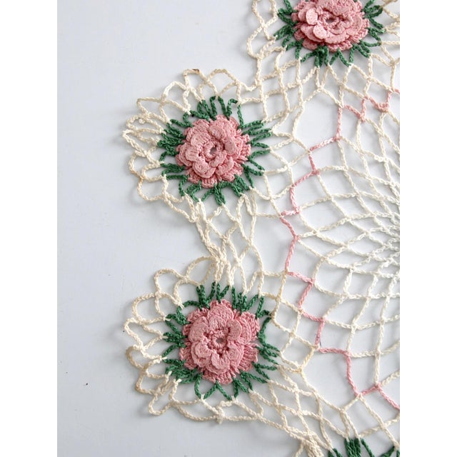 Vintage Hand Crocheted Floral Doily For Sale - Image 4 of 10