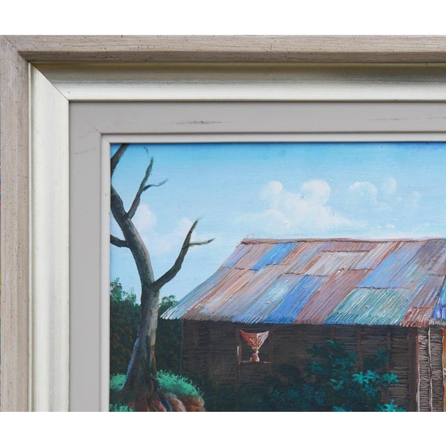 Jean-Felix Defournoy Modern Green & Brown Rural Village Landscape Painting with Playing Children, Late 20th Century For Sale In Houston - Image 6 of 12