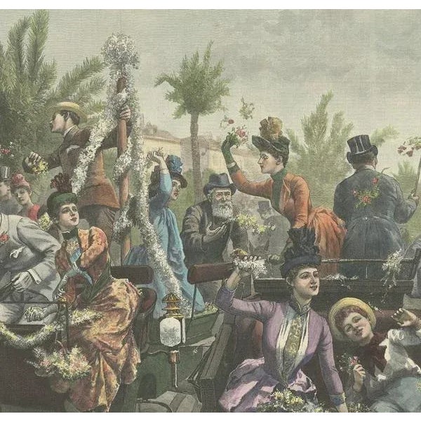 Hopkins, Illustration of the Battle of Flowers at Cannes, 1889, Print For Sale - Image 4 of 6