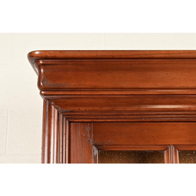 Grange French Louis Philippe Carved Cherry Wood Breakfront Bookcase Cabinet, Circa 1960s For Sale - Image 9 of 17