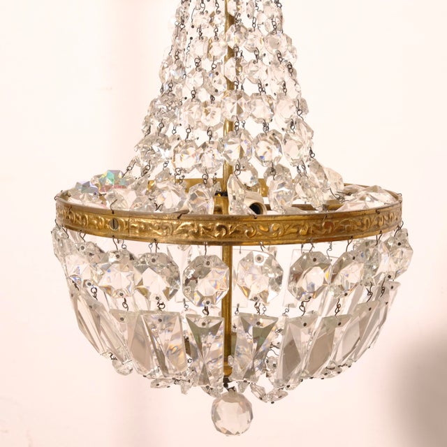 Gold Early 20th Century Empire Crystal Hot Air Balloon Chandelier, 1890s For Sale - Image 8 of 15