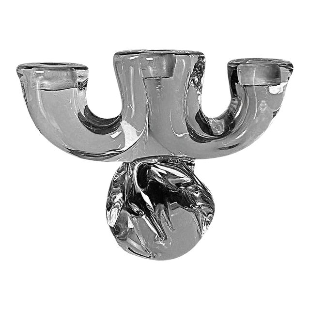 Art Deco French Crystal Candle Holder Crystal De Vannes Style For Sale