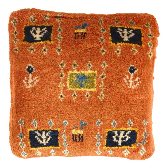 Fine Hand Knotted Persian Gabbeh Pillow For Sale
