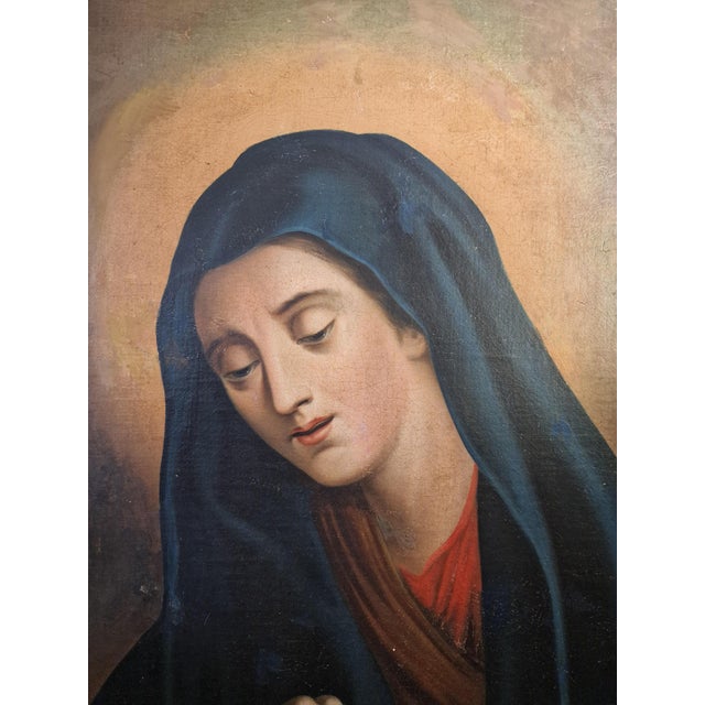 Italian School, Unknown, Madonna in Prayer, Late 18th Century, Oil on Canvas and Wood, Framed For Sale - Image 4 of 12