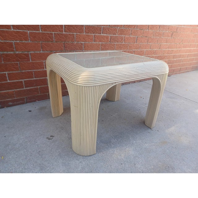 Vintage 1980s Lacquered Pencil Reed Side Table For Sale - Image 10 of 13